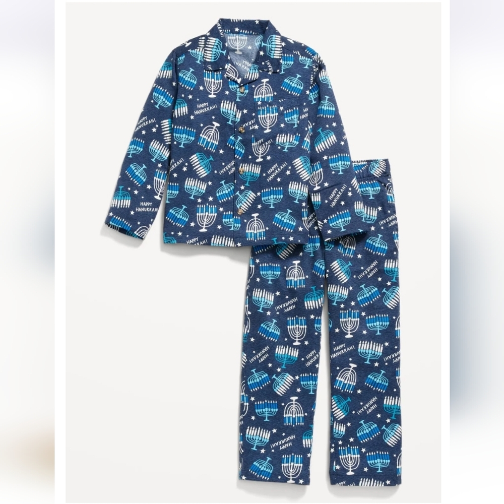 Old Navy Kids Blue π Happy Hanukkah Unisex Pajama Set, Size 8 ~ NWT